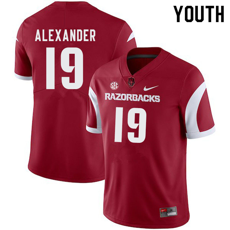 Youth #19 Courtre Alexander Arkansas Razorbacks College Football Jerseys-Cardinal - Click Image to Close
